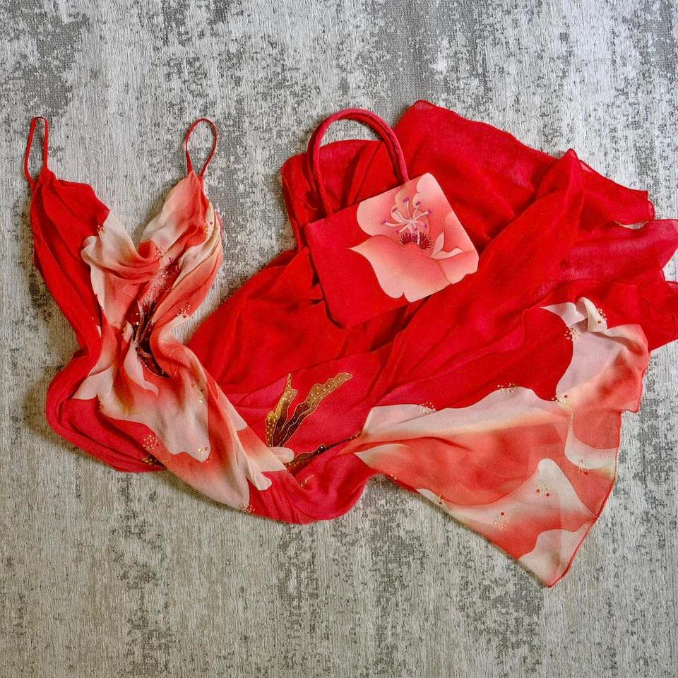 Coral fantasy flower dress (S/M, M, M/L)