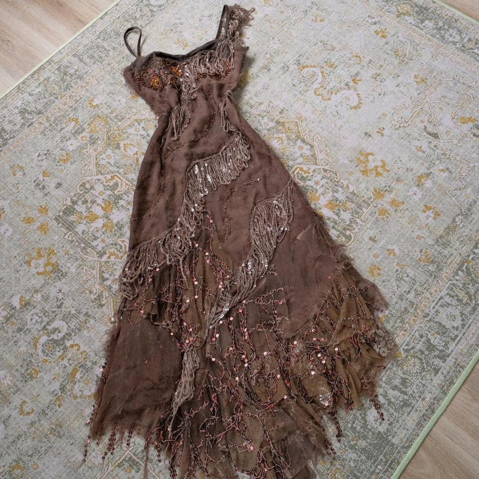 Fairy fringe evening dress (S/M, M)