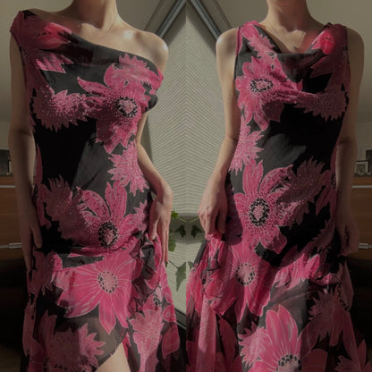 Hotpink floral summer dress (M-XL)