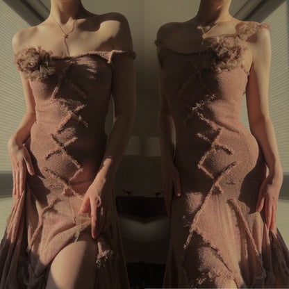 Vintage blush pink knit dress (M-L)