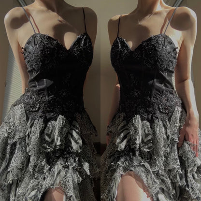 Vintage rare ruffle bustier minidress (M-L)