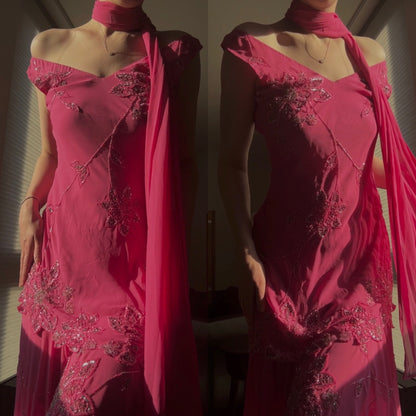 Vintage pink floral dress (M-L)