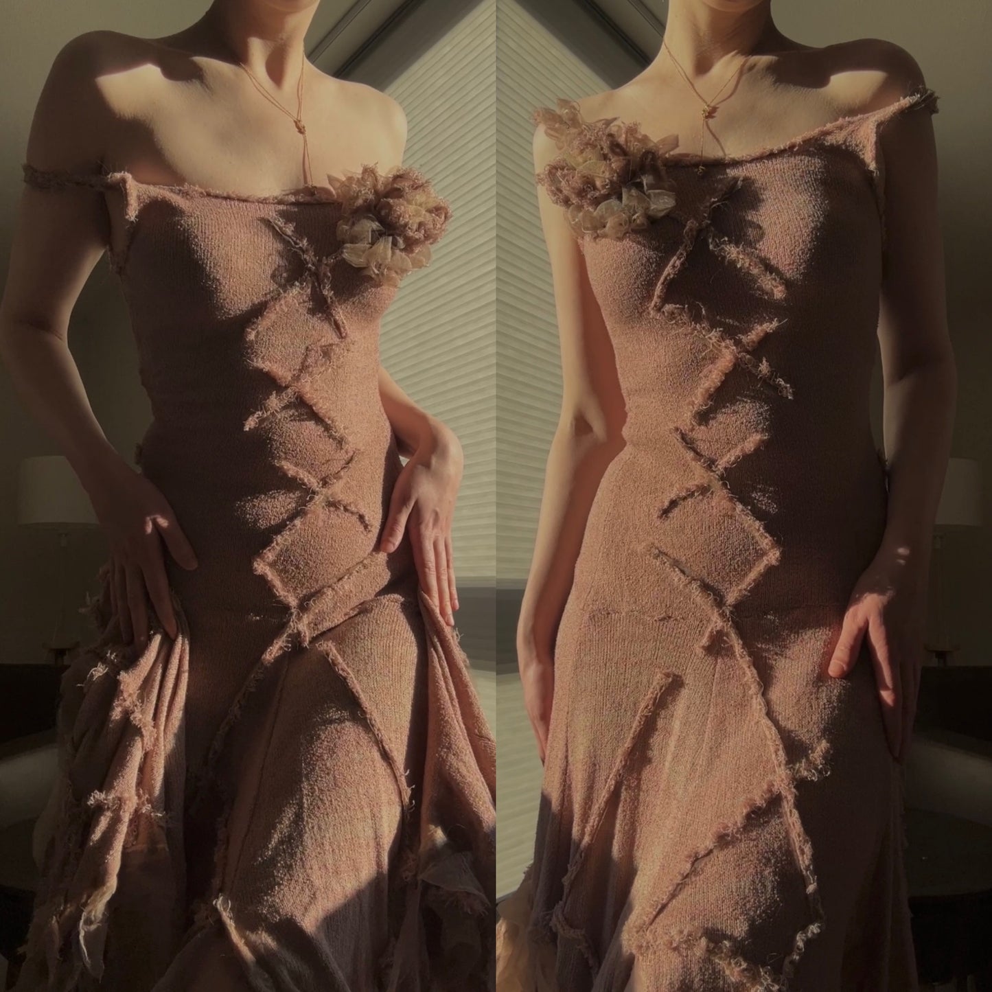 Vintage blush pink knit dress (M-L)