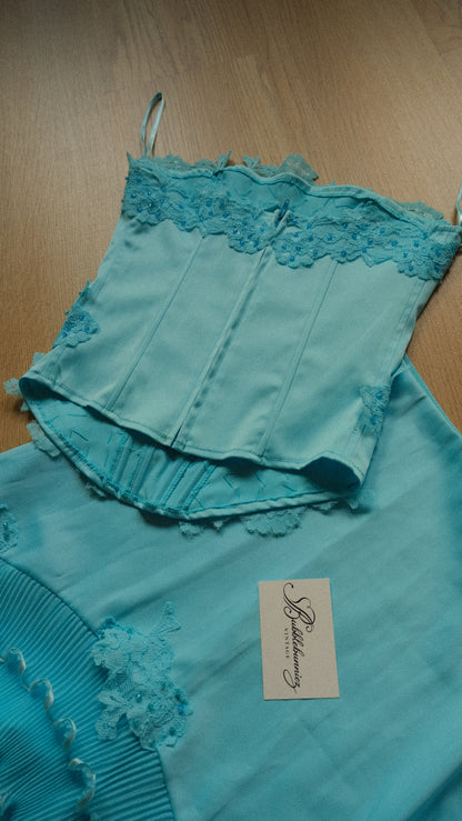 Vintage vibrant blue mermaid 2 piece set (S-S/M)