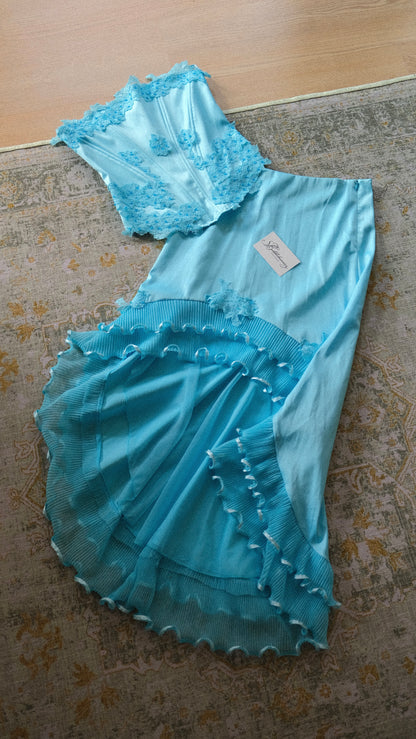 Vintage vibrant blue mermaid 2 piece set (S-S/M)
