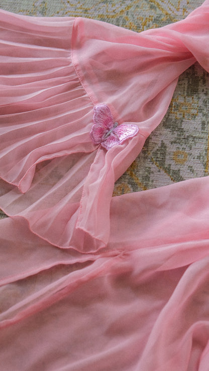 Vintage Italian pink butterfly 2 piece lingerie set (S-S/M)