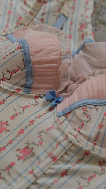 Floral ruffle corset (36B/80B)