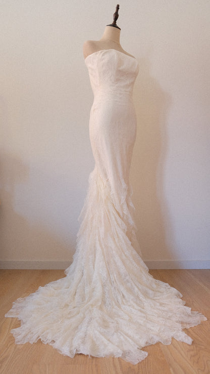 Vintage fairy ruffle bridal gown (XXS/XS)