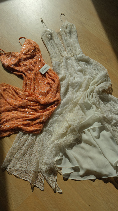 Vintage apricot La Perla sequin bustier dress (S/M-M)