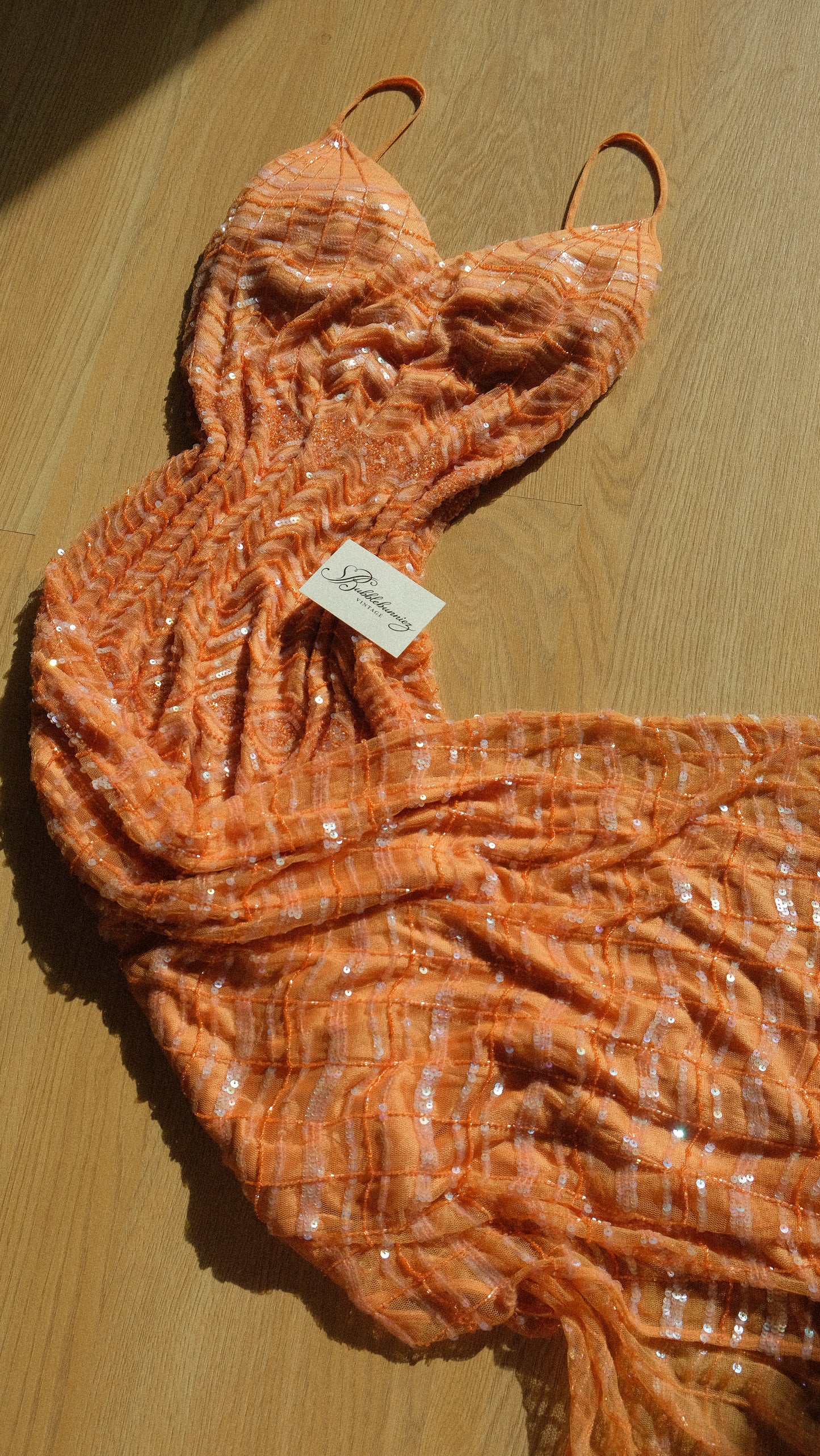Vintage apricot La Perla sequin bustier dress (S/M-M)