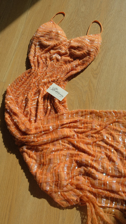 Vintage apricot La Perla sequin bustier dress (S/M-M)