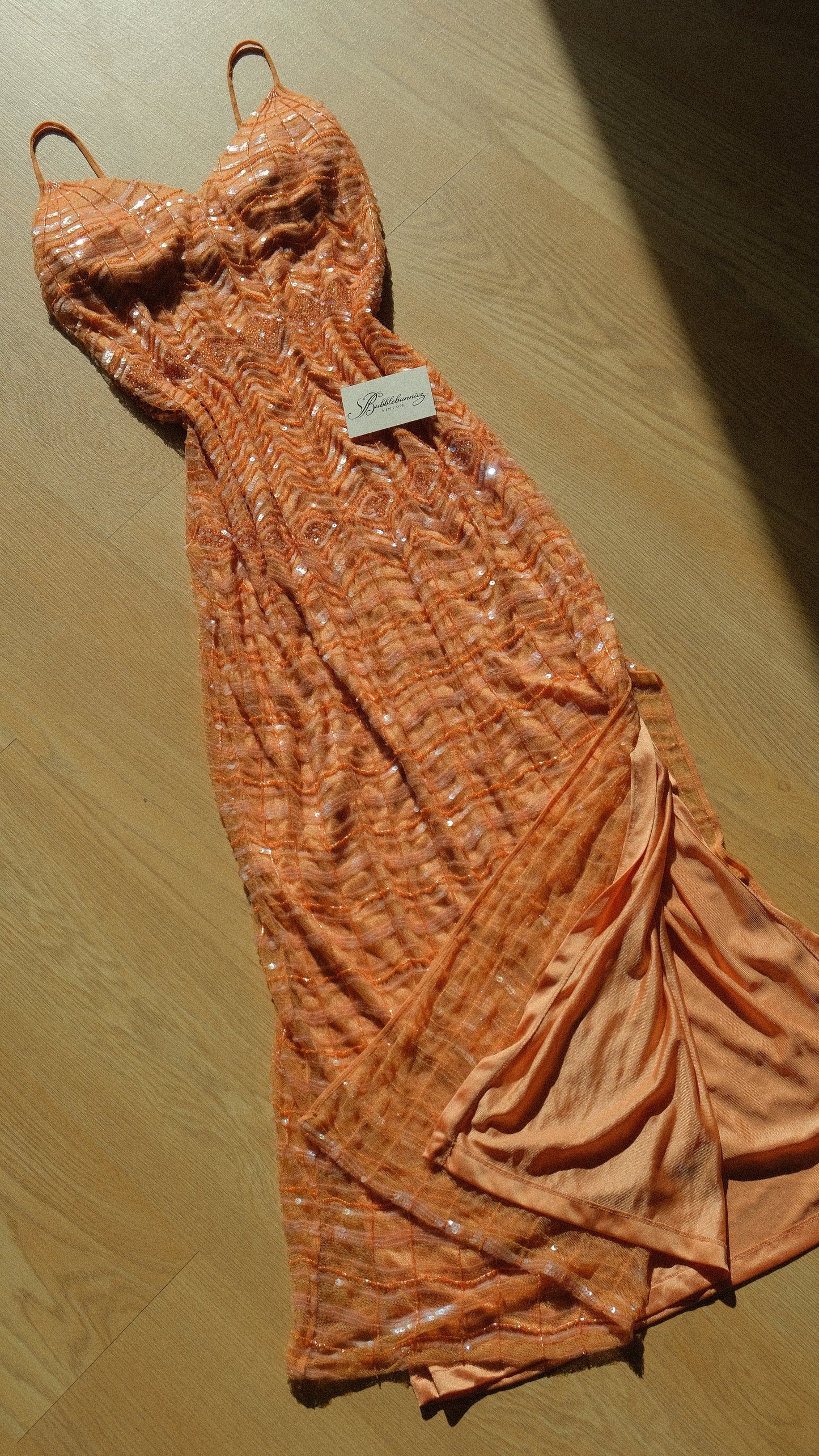 Vintage apricot La Perla sequin bustier dress (S/M-M)