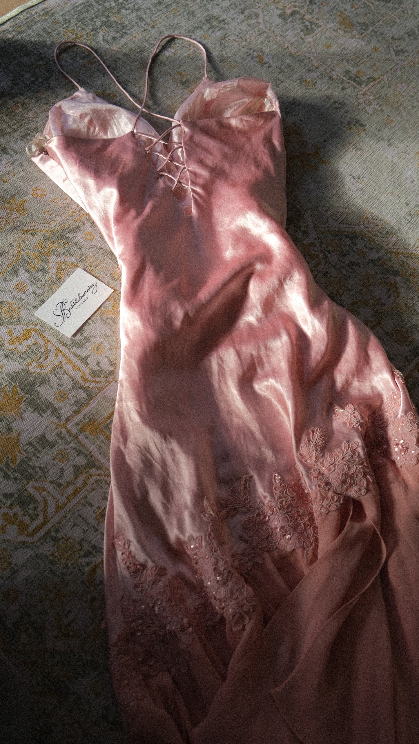 Vintage French soft pink bustier dress (S/M-M)