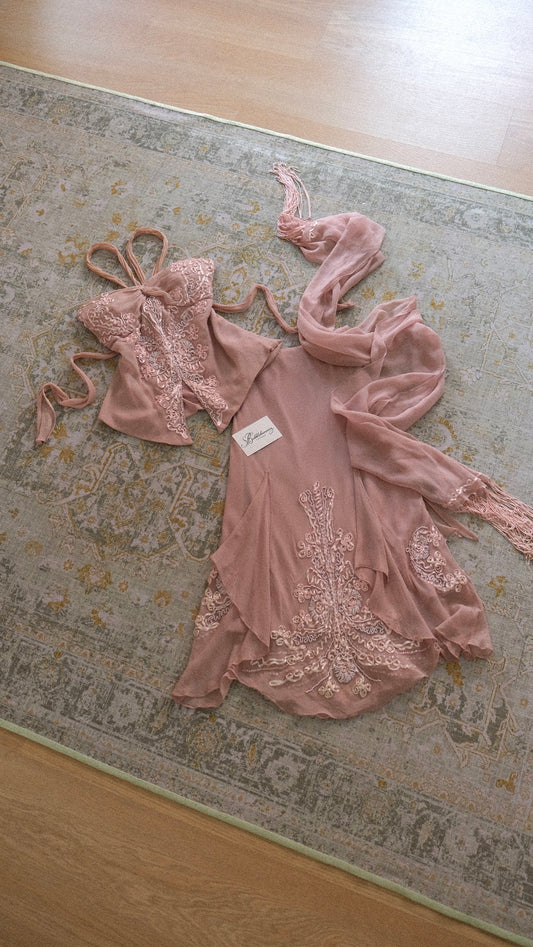 Vintage French dusty rose 3 piece set (M)