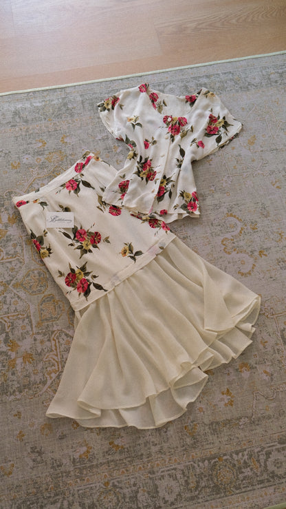 French floral 2 piece set (XS/S-S)