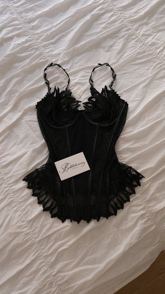 Vintage French black Swan corset (75C/34C)