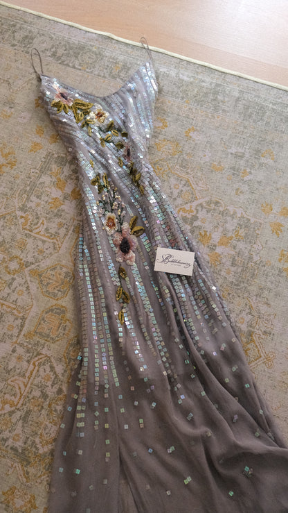 Dove grey sequin flutter dress (M-L)