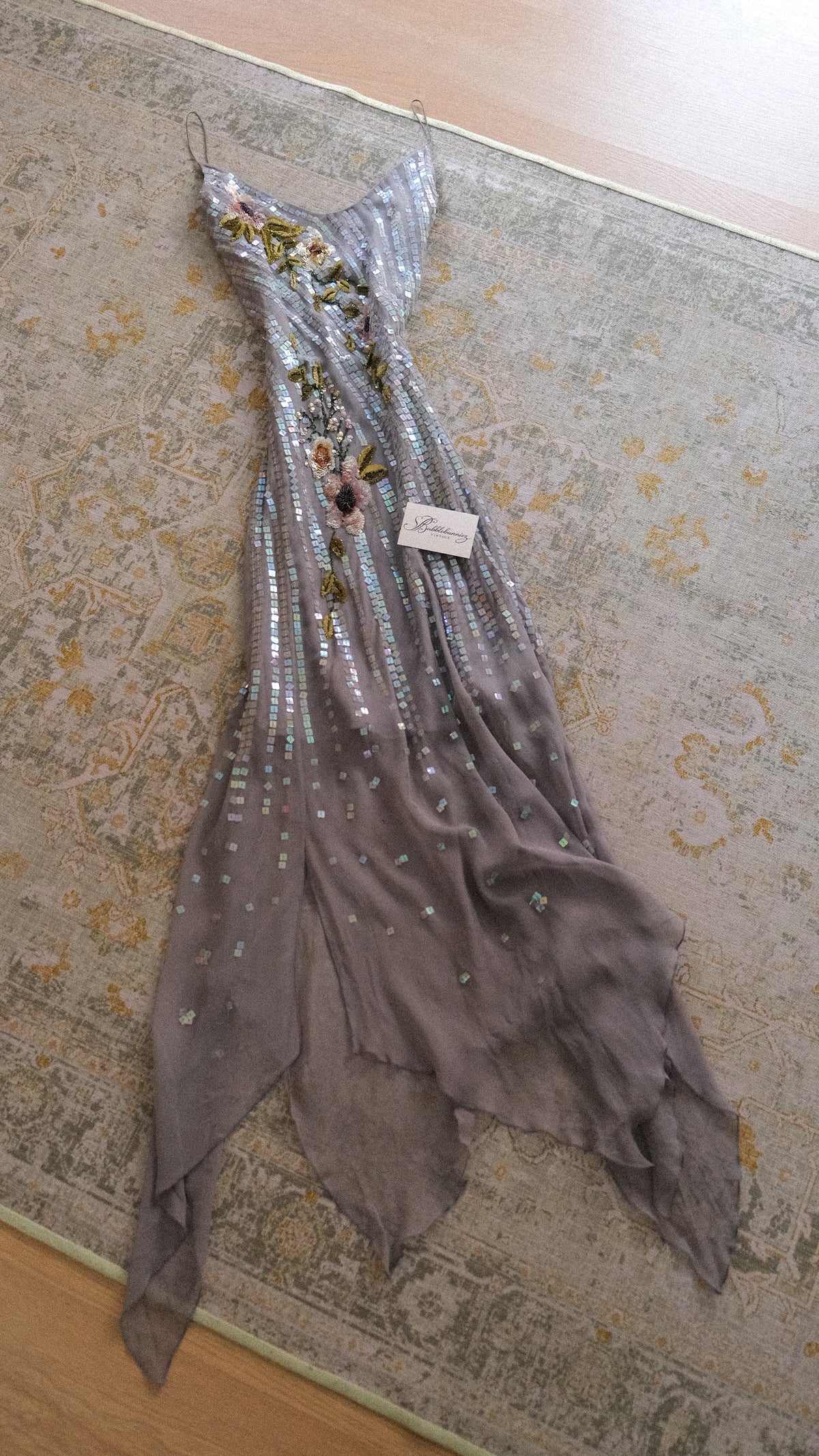 Dove grey sequin flutter dress (M-L)