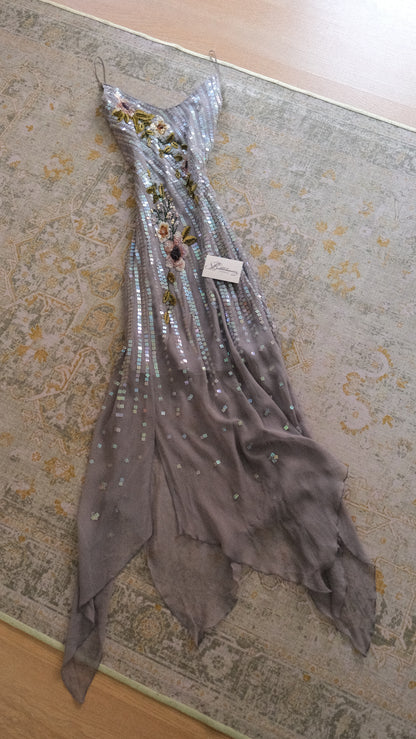 Dove grey sequin flutter dress (M-L)