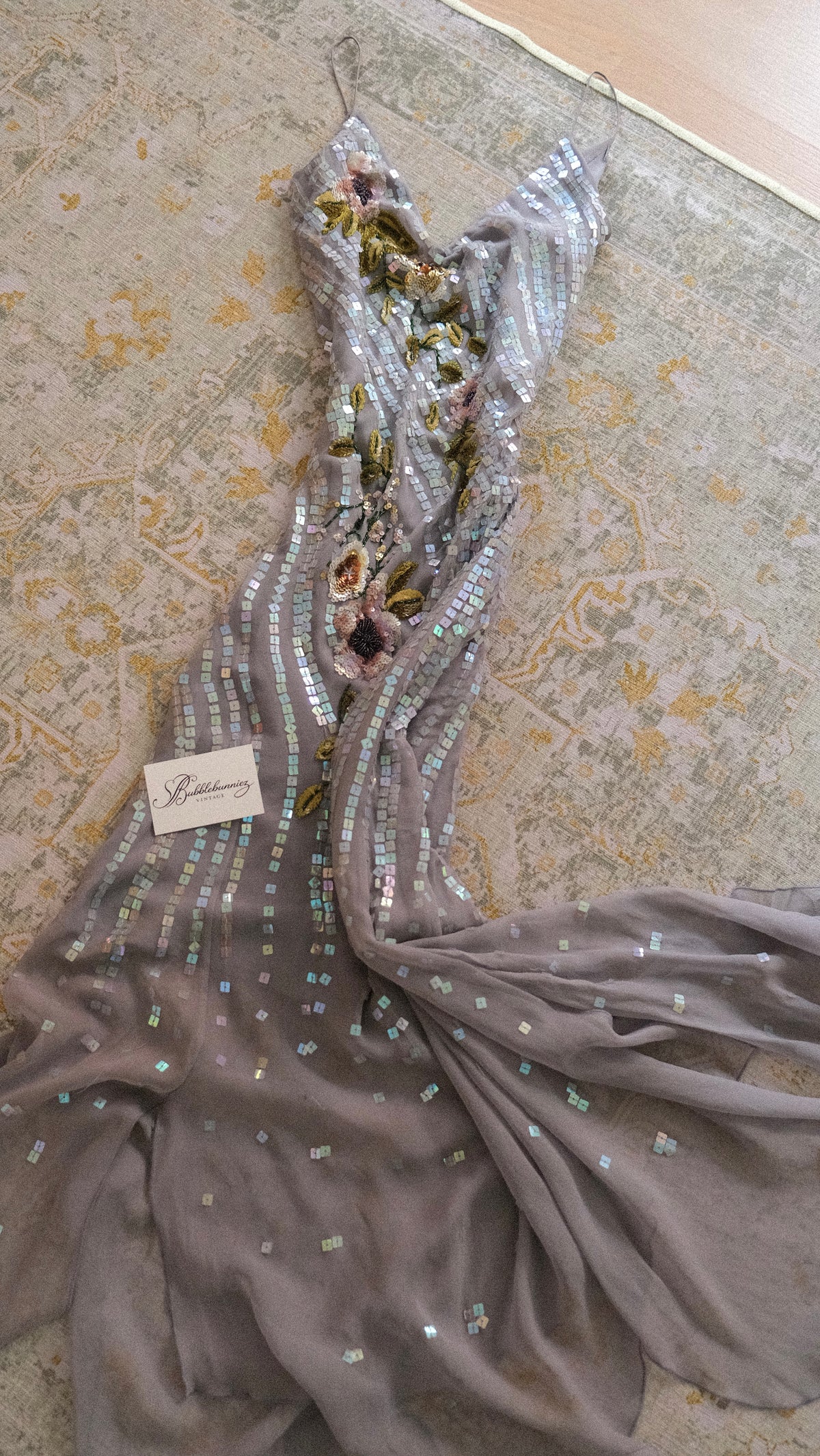 Dove grey sequin flutter dress (M-L)