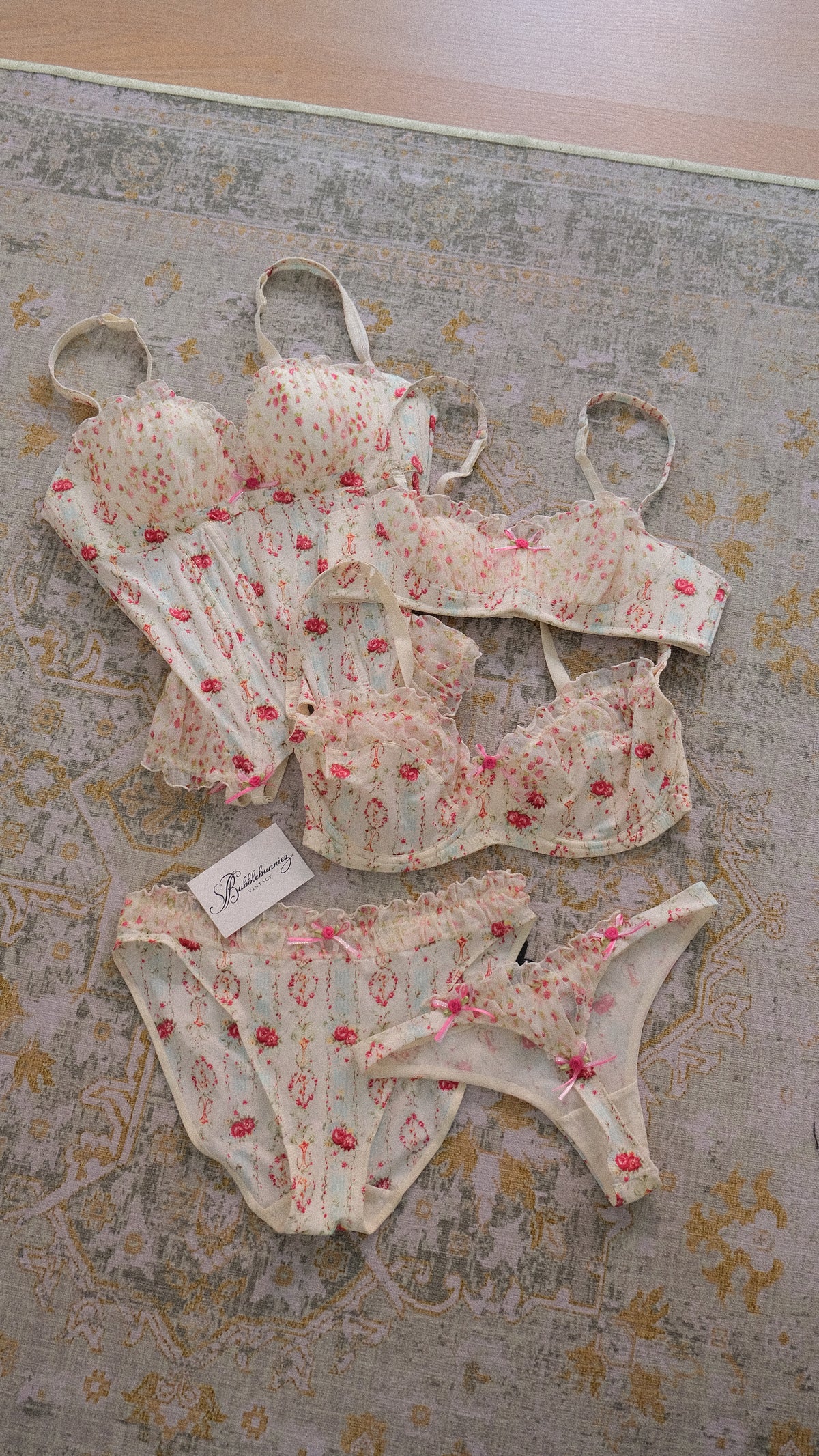 Vintage Chantal Thomass floral ruffle balconette (34B/75B)