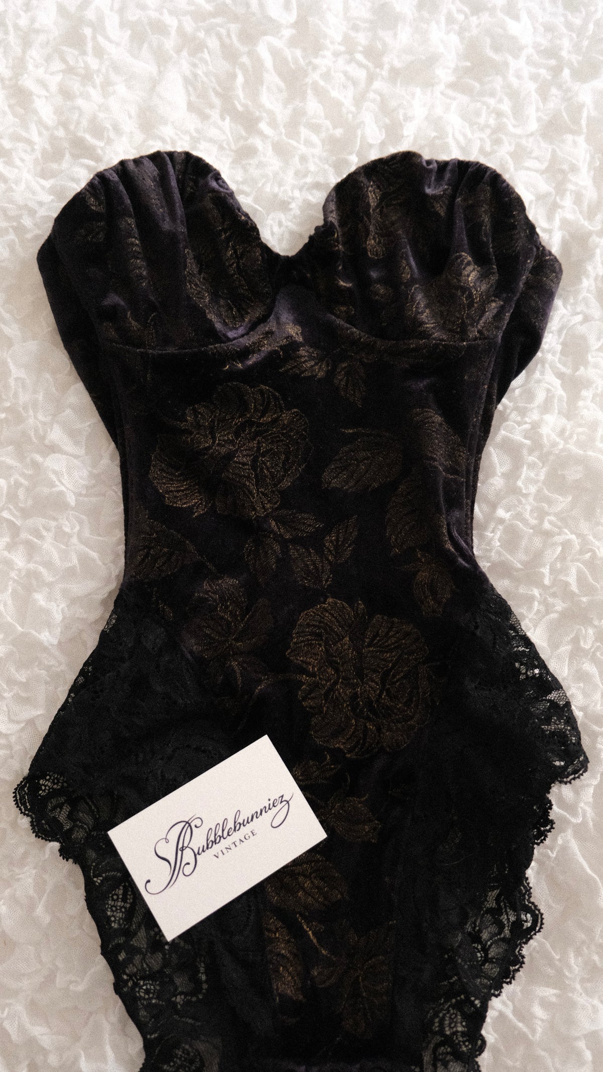 Vintage La Perla velours teddy (S, A cup)