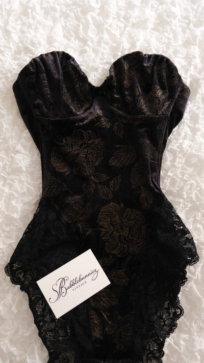 Vintage La Perla velours teddy (S, A cup)