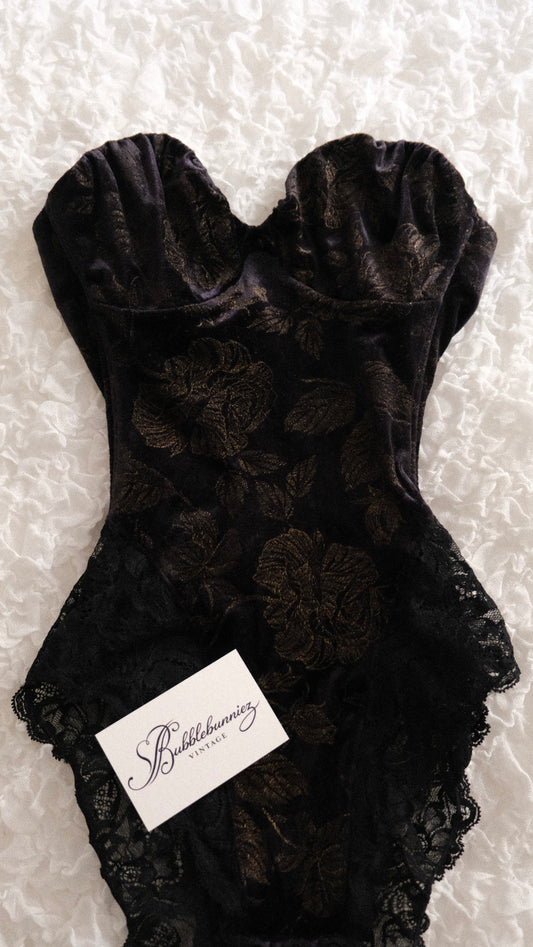 Vintage La Perla velours teddy (S, A cup)
