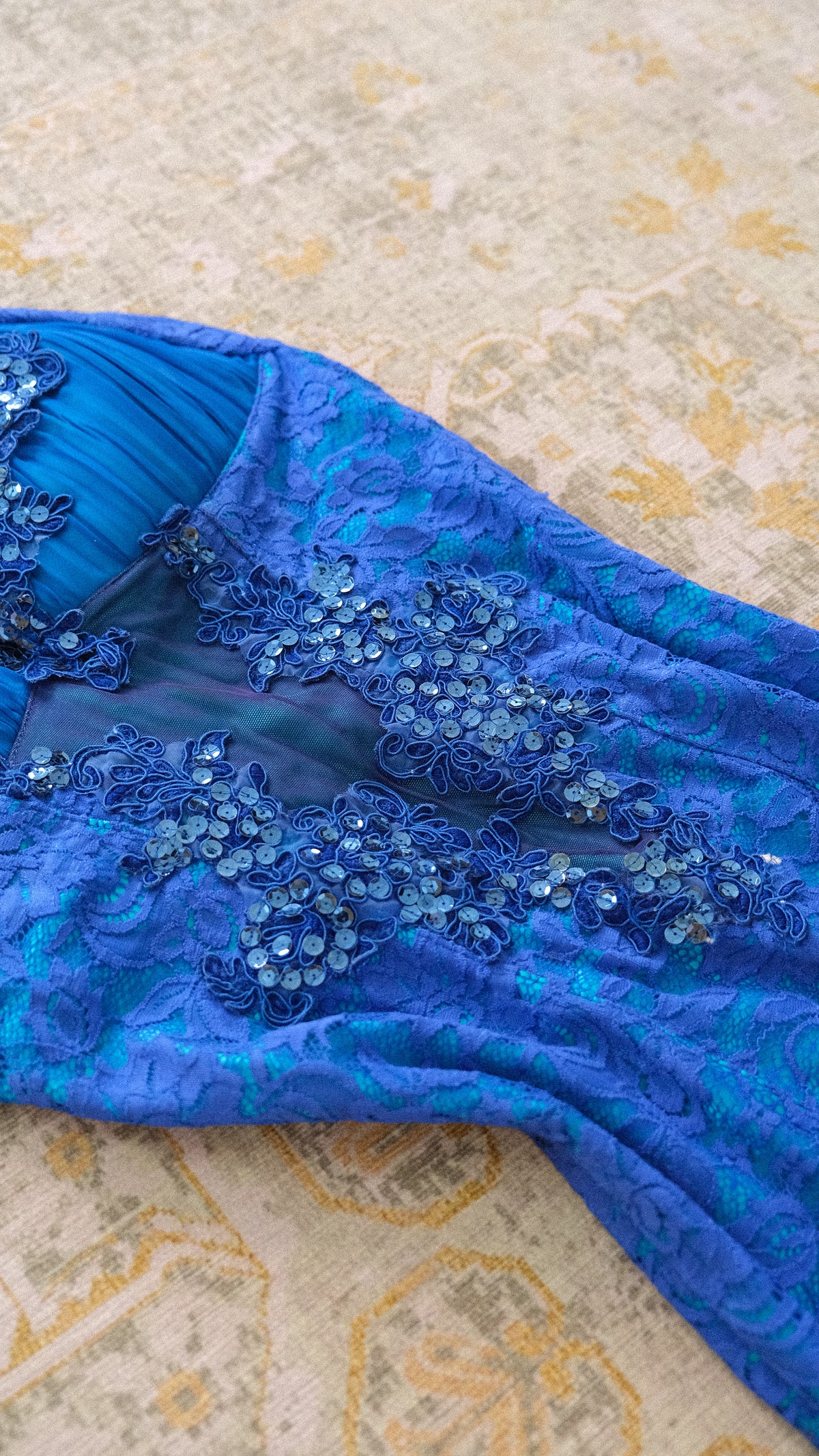 Vintage English designer royal blue bustier dress (XS/S-M)