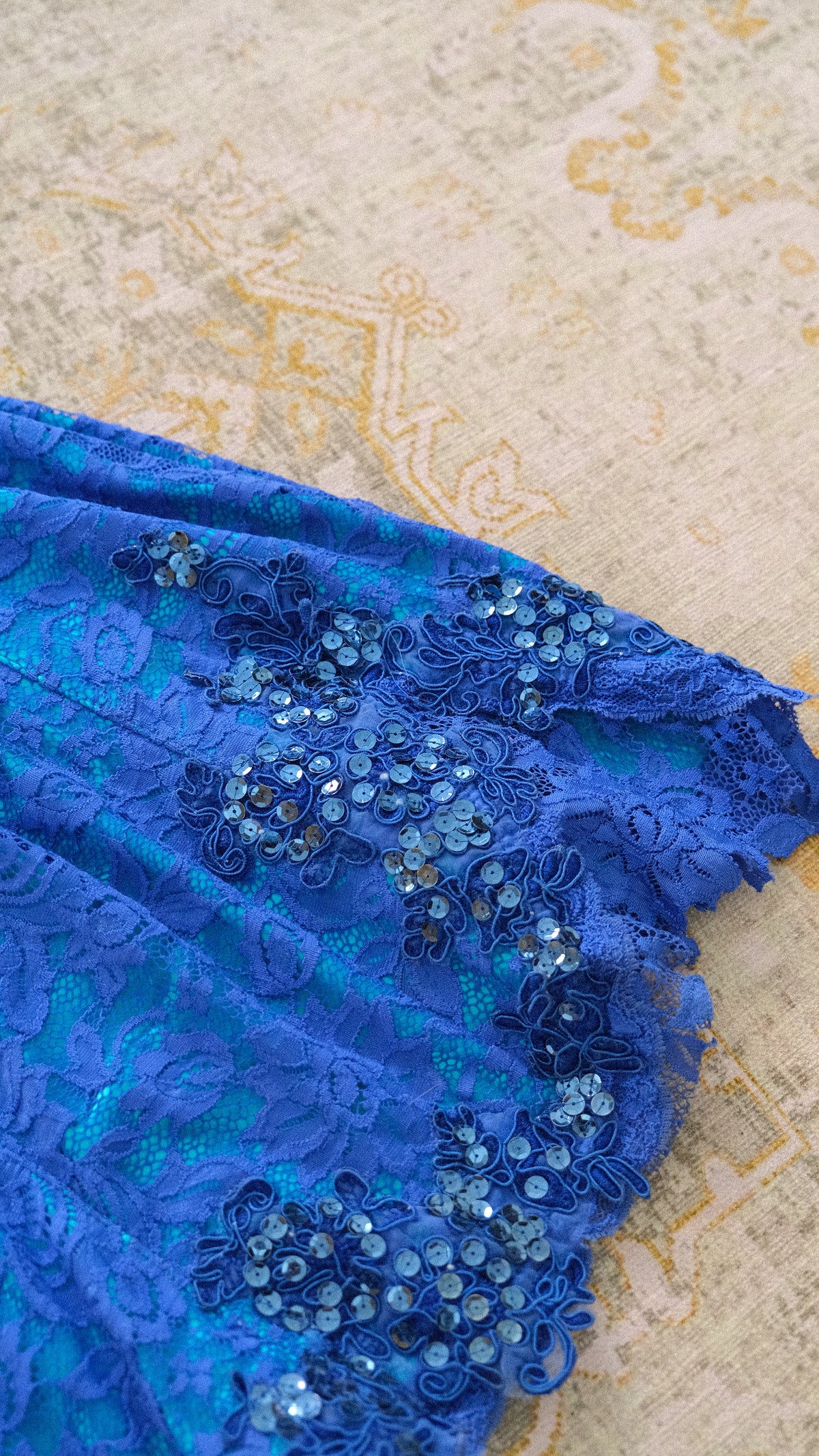 Vintage English designer royal blue bustier dress (XS/S-M)