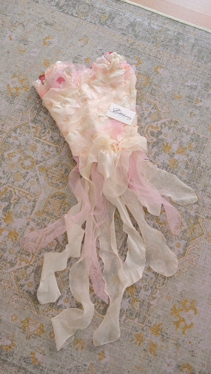RARE Vintage floral bridal ruffle bustier (70C/32C)