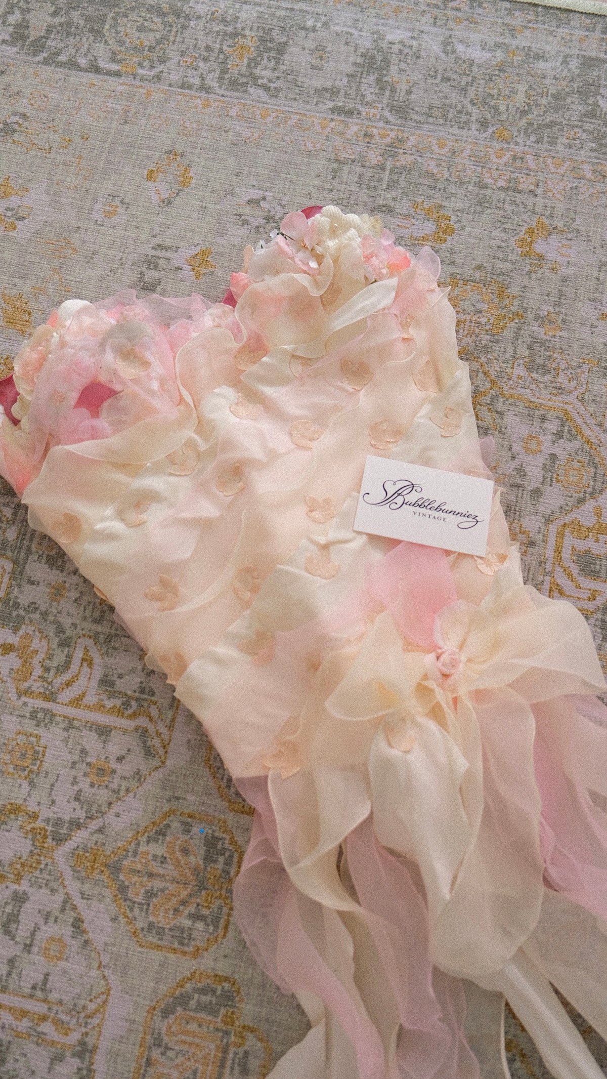 RARE Vintage floral bridal ruffle bustier (70C/32C)