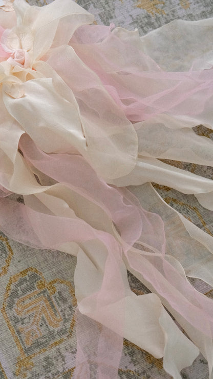 RARE Vintage floral bridal ruffle bustier (70C/32C)