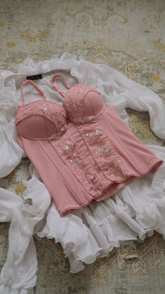 Vintage Italian pink corset (34B/75B)