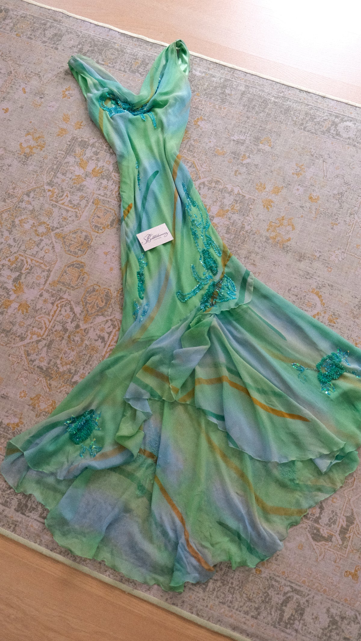 Vintage Emerald green mermaid dress (M-L)