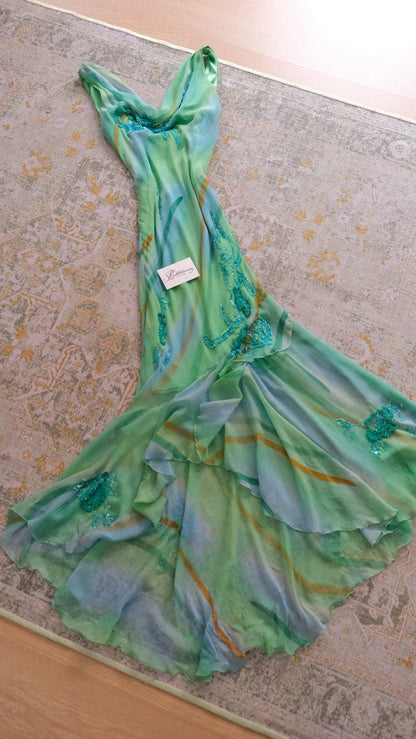 Vintage Emerald green mermaid dress (M-L)