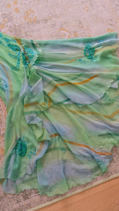 Vintage Emerald green mermaid dress (M-L)