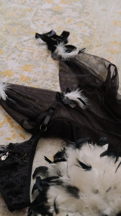 Sheer Feather French babydoll (L)