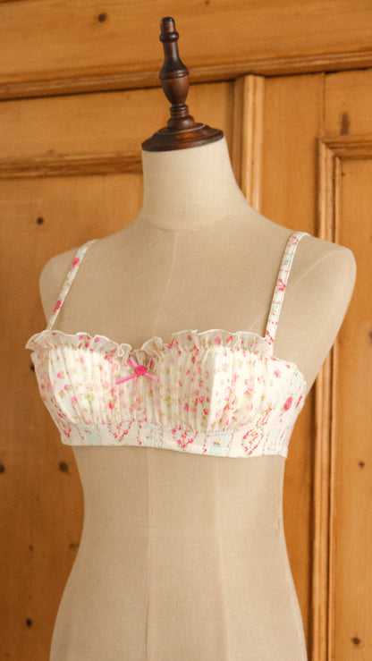 Vintage Chantal Thomass floral ruffle balconette (34B/75B)