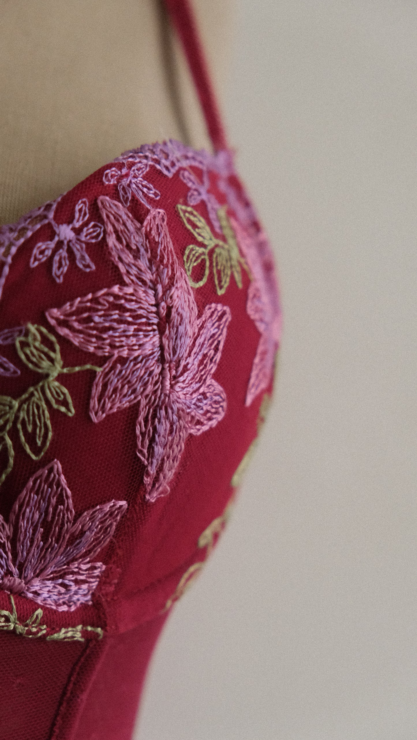 Red Velvet Floral corset (70B/32B)