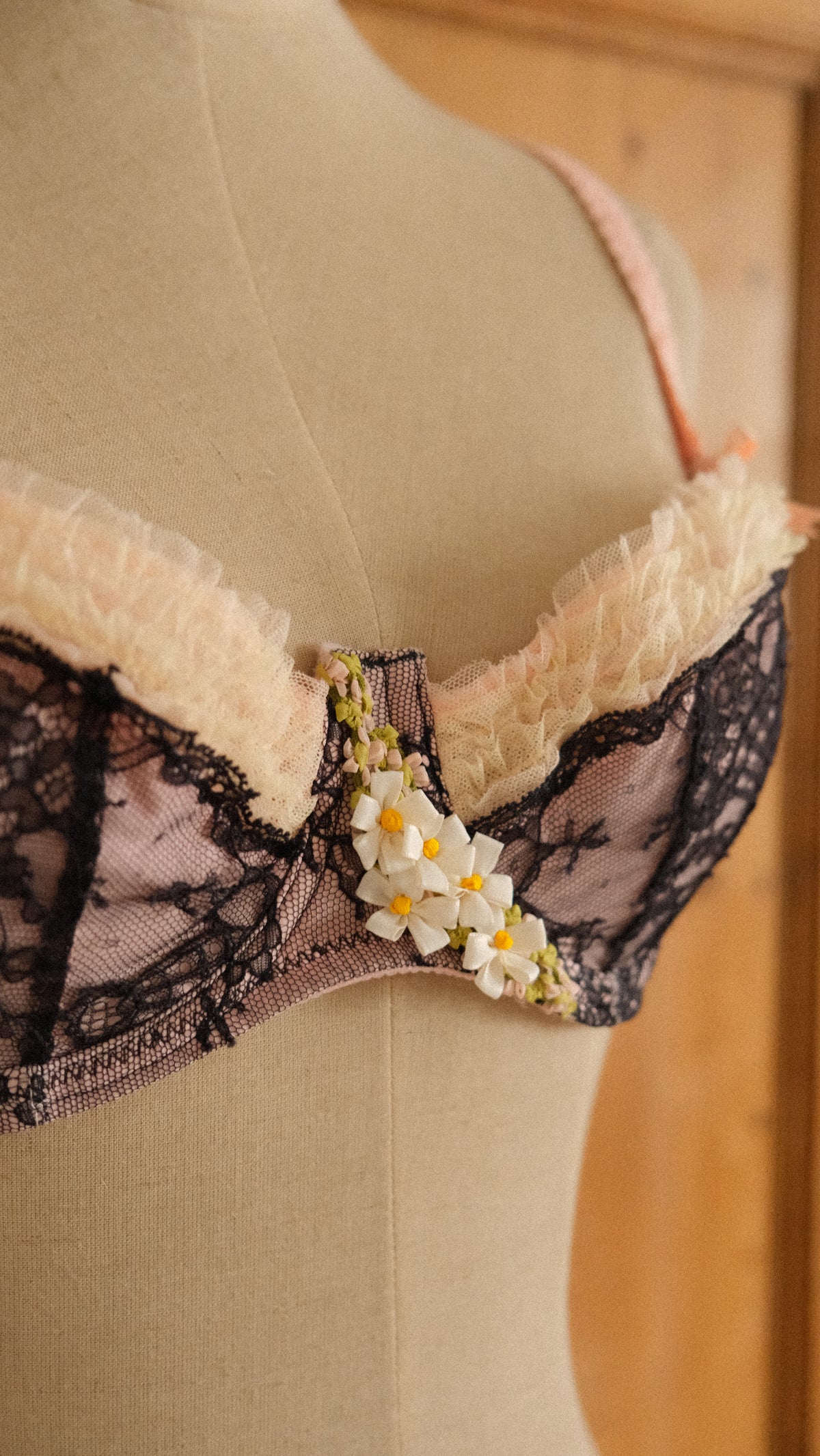 Vintage Chantal Thomass dark floral bra (80B/36B)