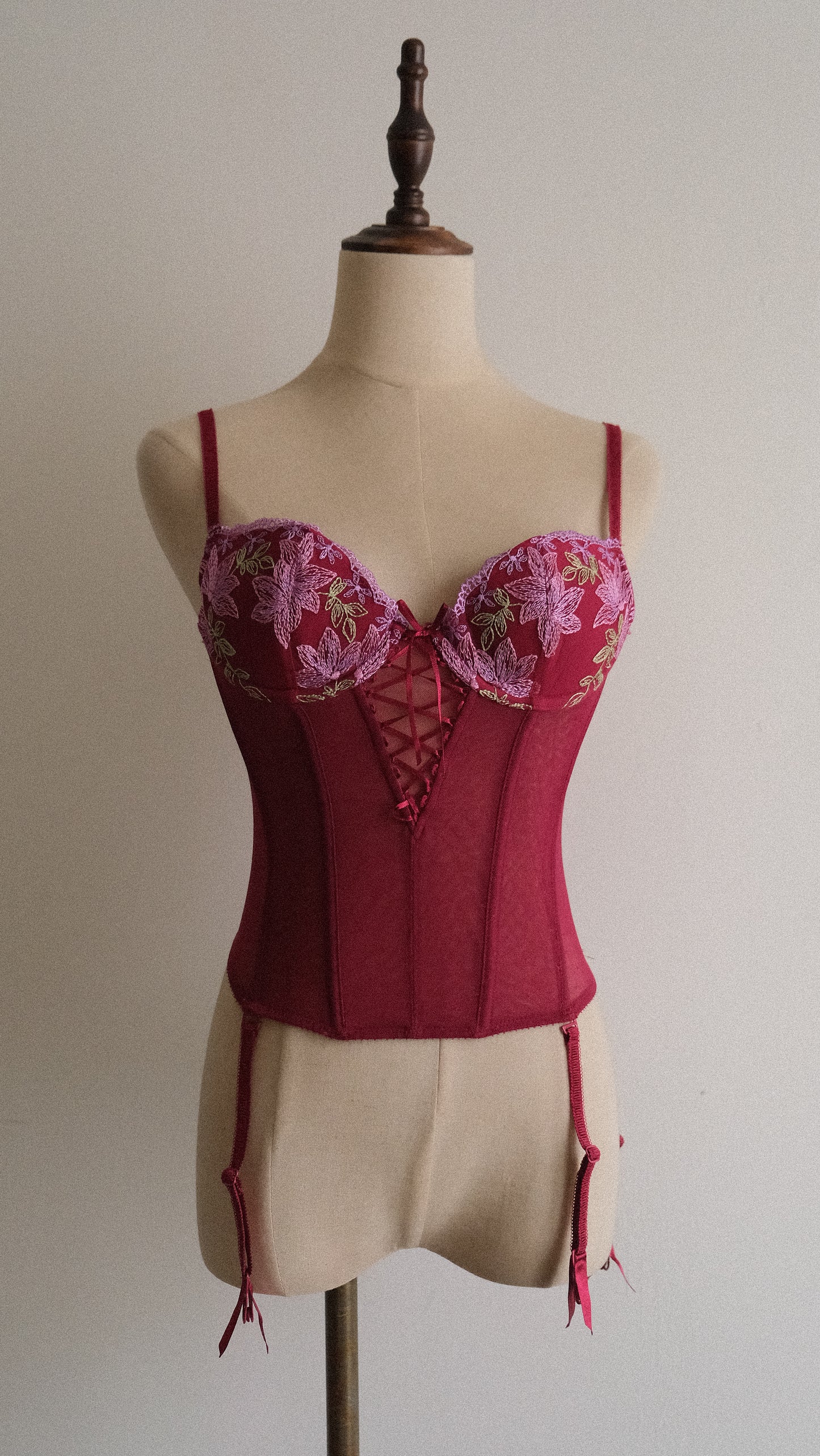 Red Velvet Floral corset (70B/32B)