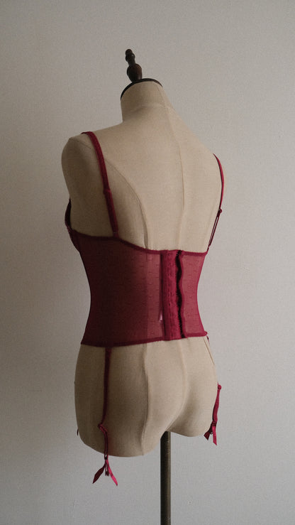 Red Velvet Floral corset (70B/32B)