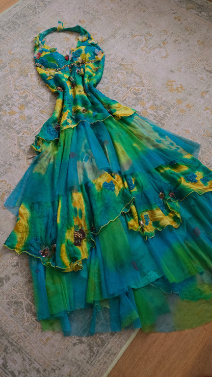 Vintage layered Tropical dress (M)