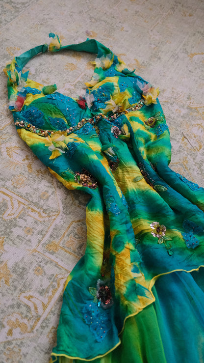 Vintage layered Tropical dress (M)