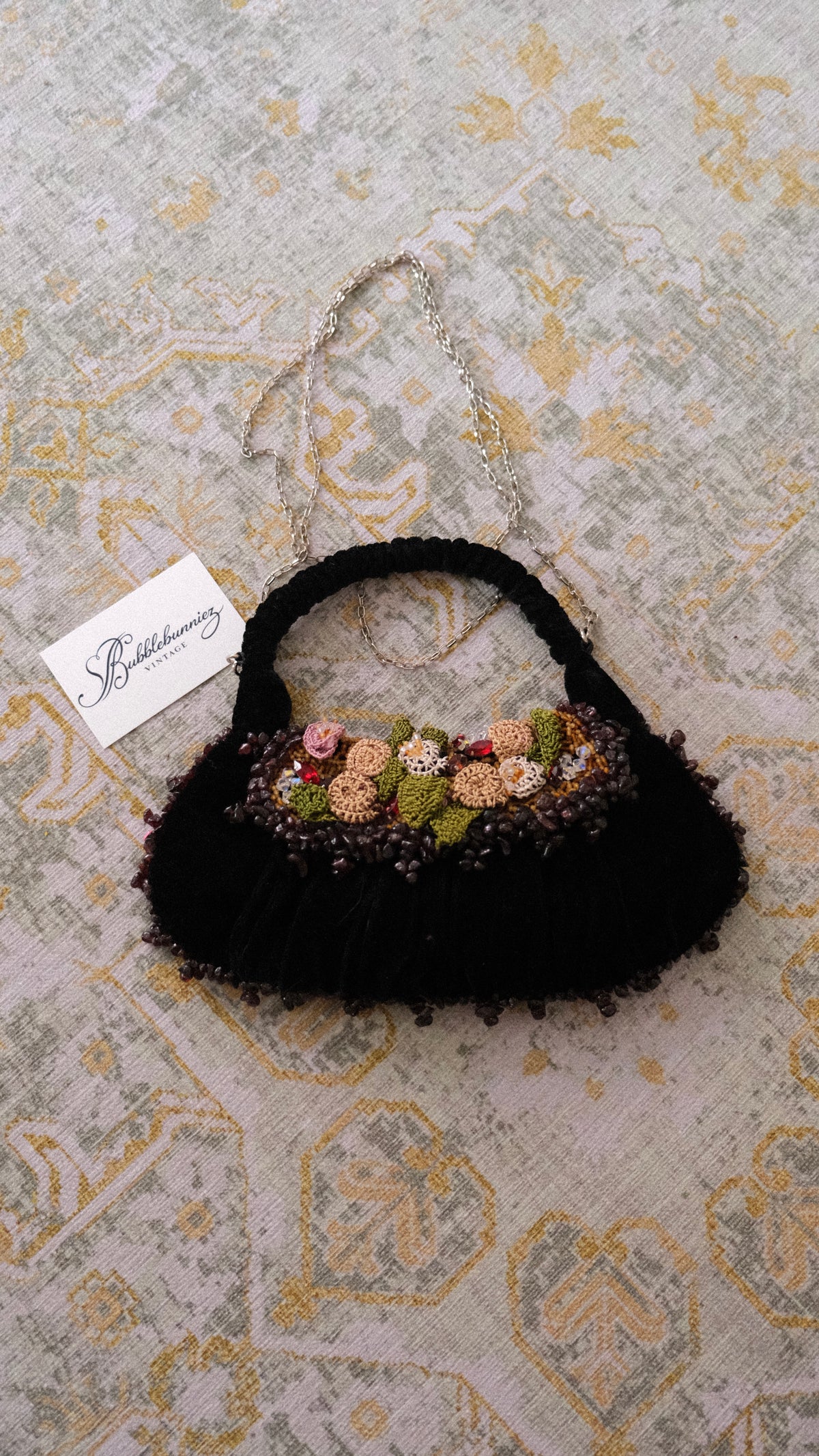 RARE Vintage velours floral clutch
