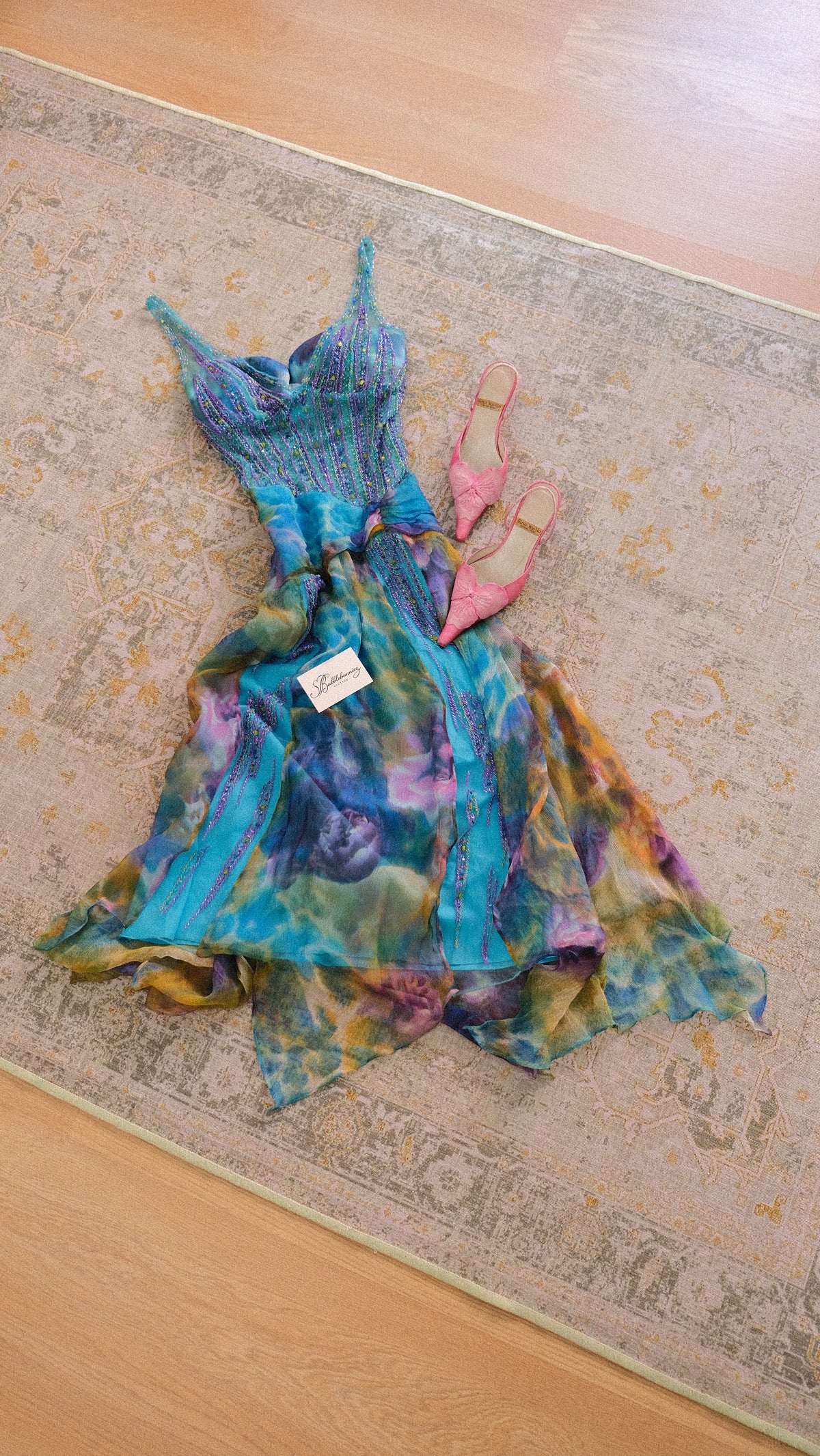 Vintage NWT French bright blue mermaid dress (S/M-M)