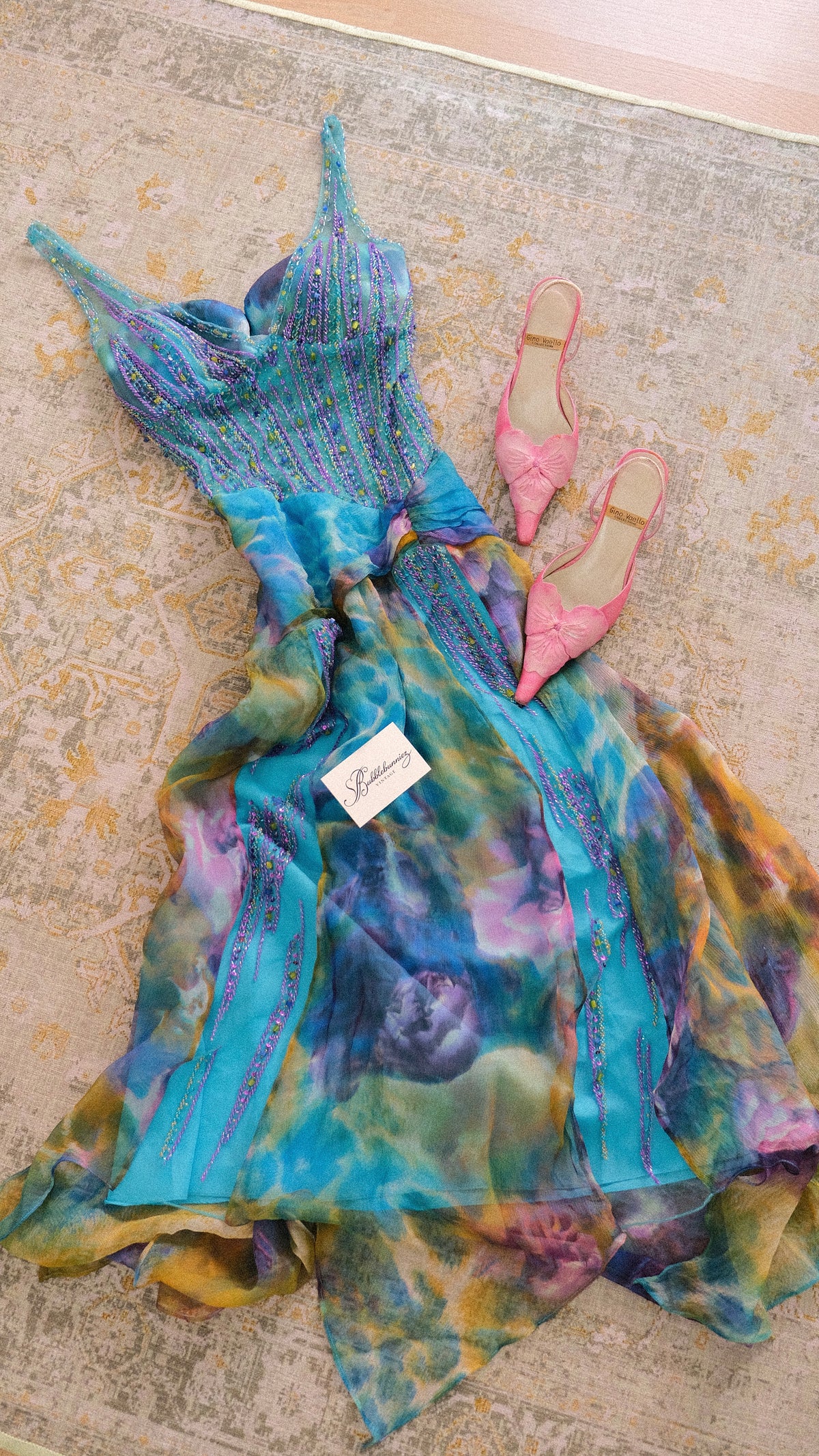 Vintage NWT French bright blue mermaid dress (S/M-M)