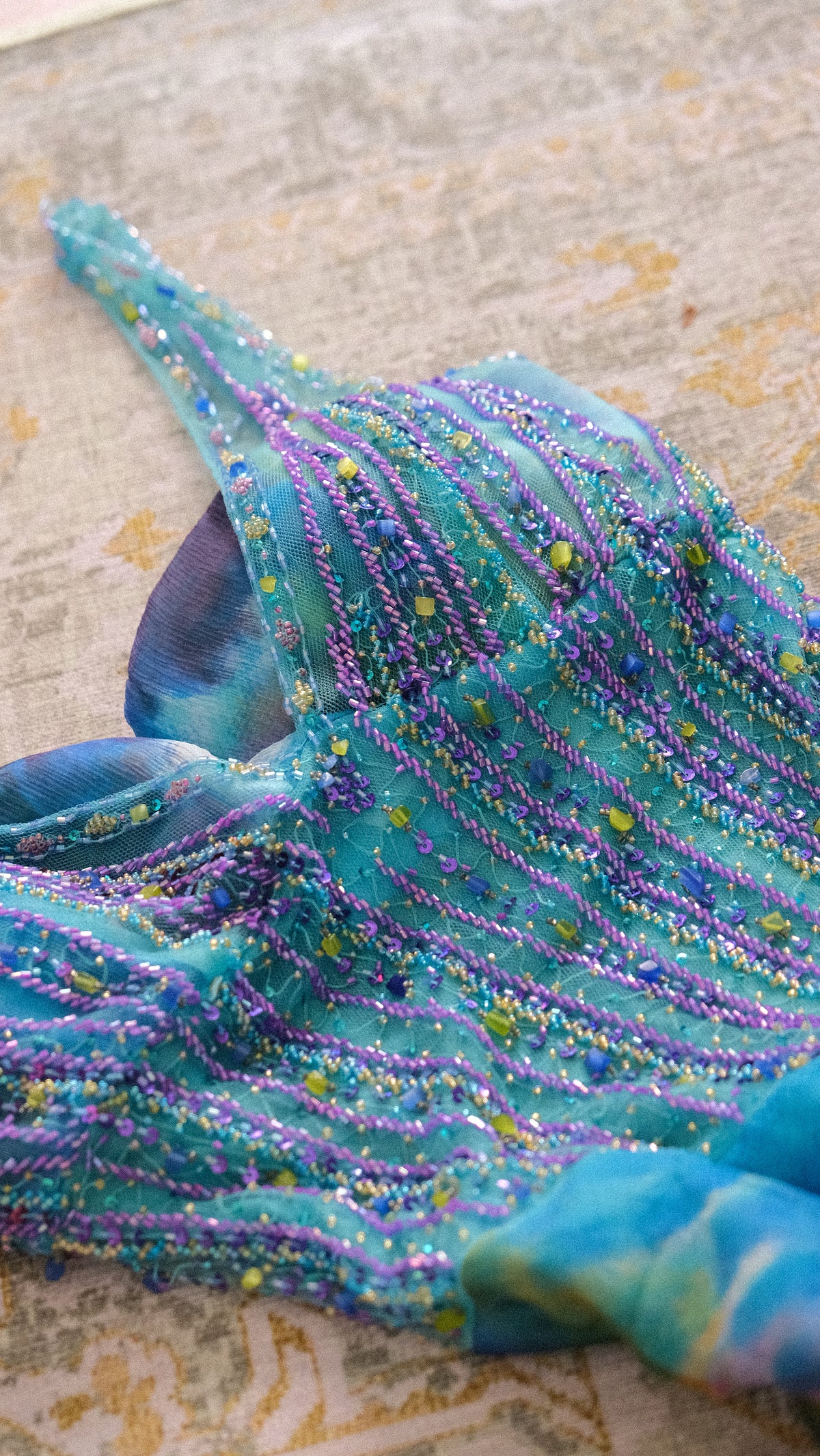 Vintage NWT French bright blue mermaid dress (S/M-M)