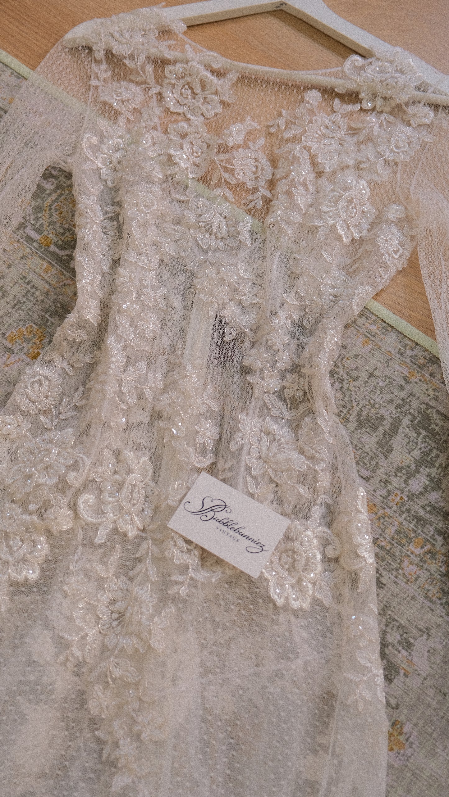 RARE Vintage sheer one of one bridal dress (S)